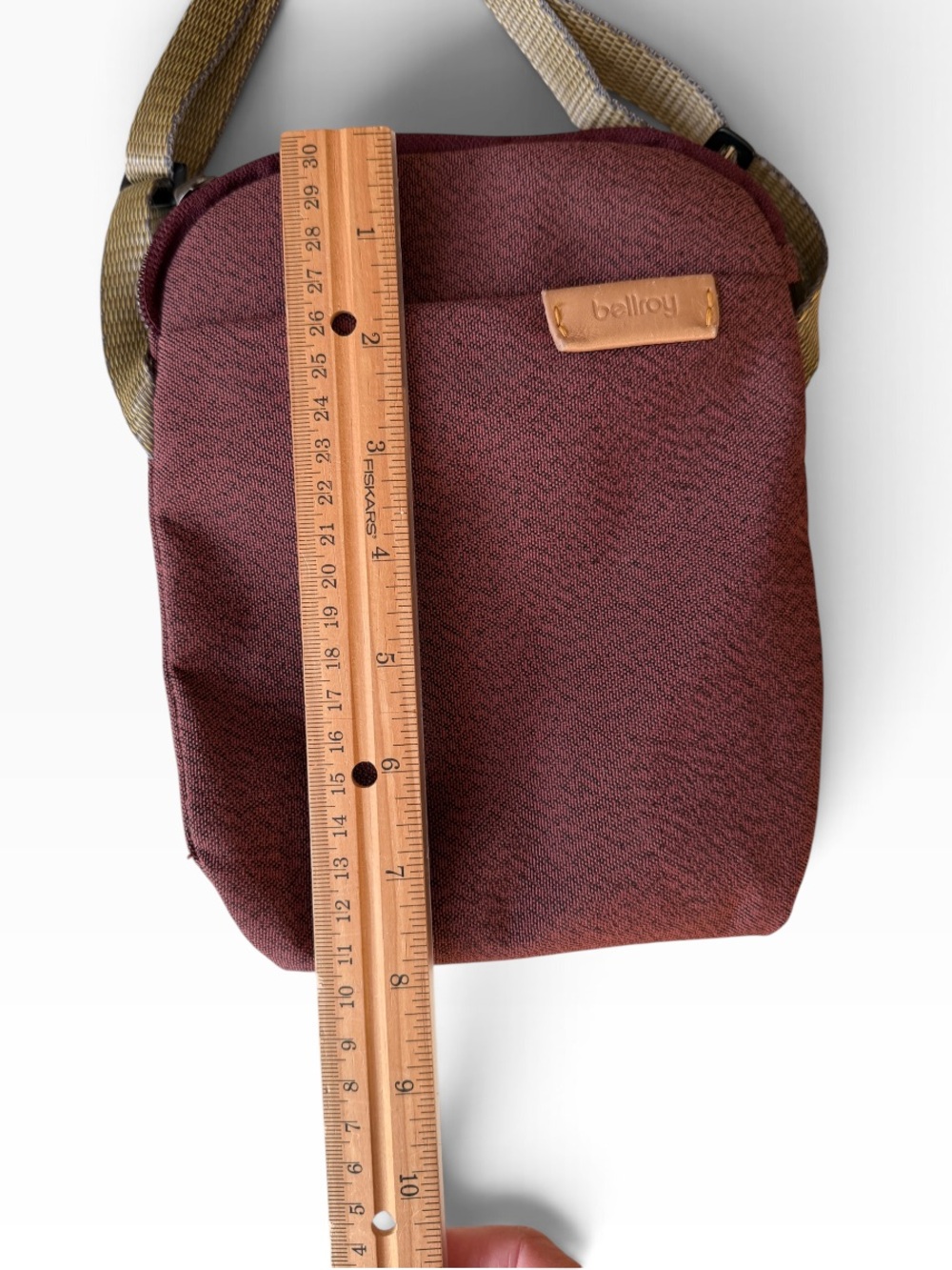 Bellroy 8”x6” Crossbody City Pouch purse, Burgundy Fabric and Leather Trim - Picture 11 of 11